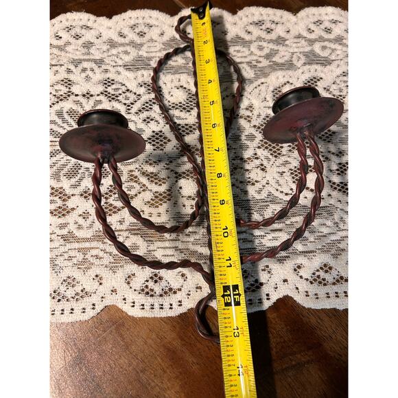 Twisted Metal Double Candlestick Wall Hanging - Picture 5 of 7